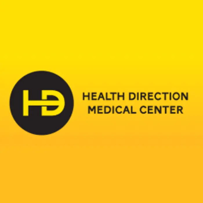 Logo of Health Direction Medical Center with black and yellow branding.